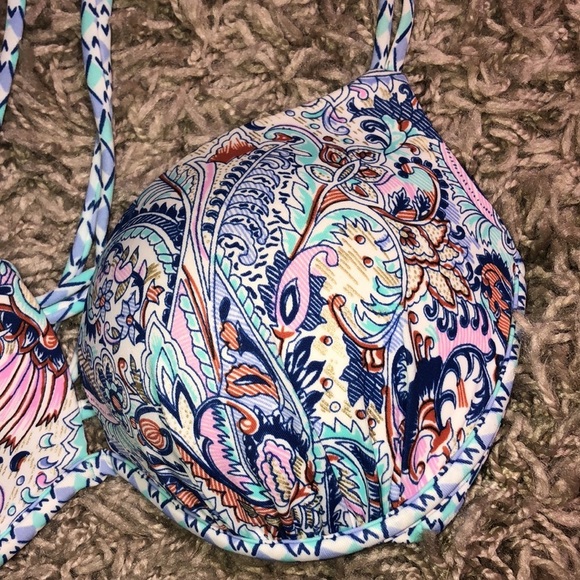 Victoria’s Secret Paisley Push Up Bikini Top size 32D Racerback colorful bikini - Picture 3 of 7